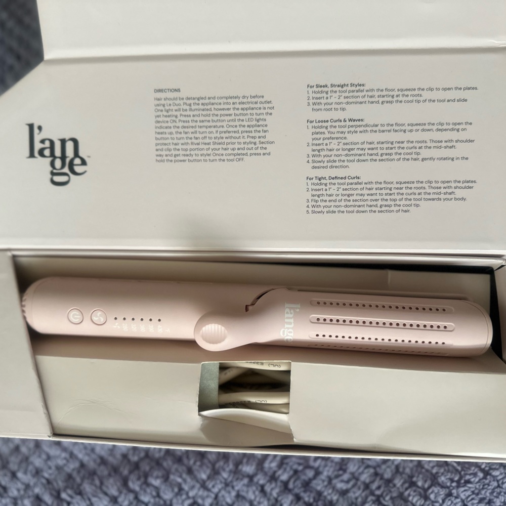 Lange “one time” flat iron blush color